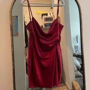crimson silk material dress